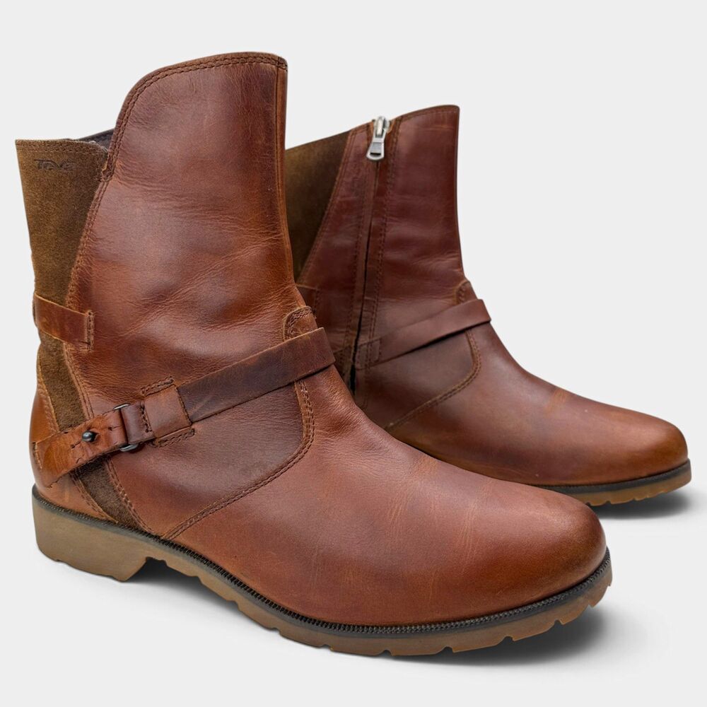 Teva De La Vina Low Boots Women's 9.5 Brown Leather Suede 1003012